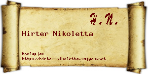 Hirter Nikoletta névjegykártya